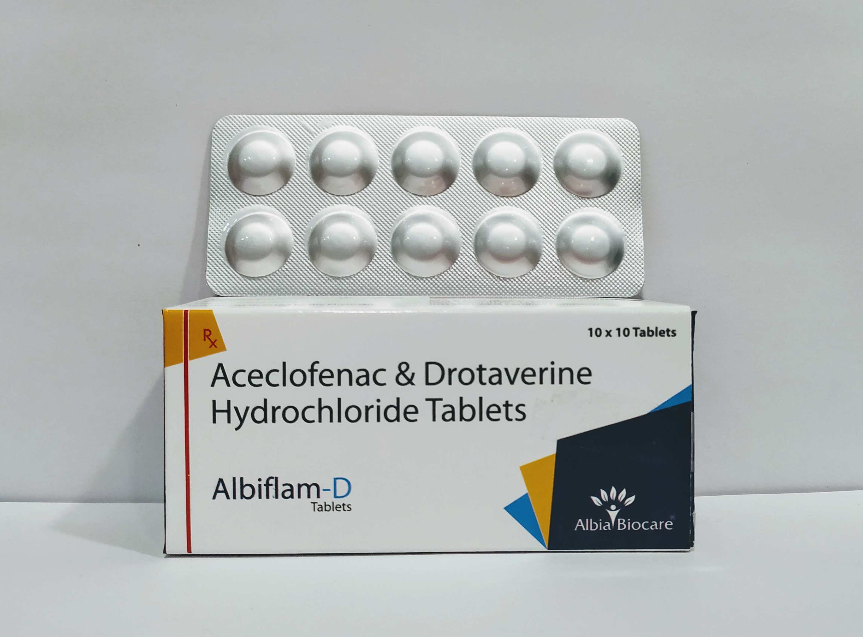 ALBIFLAM-D Tablet | Aceclofenac 100 mg + Drotaverin 80mg 
